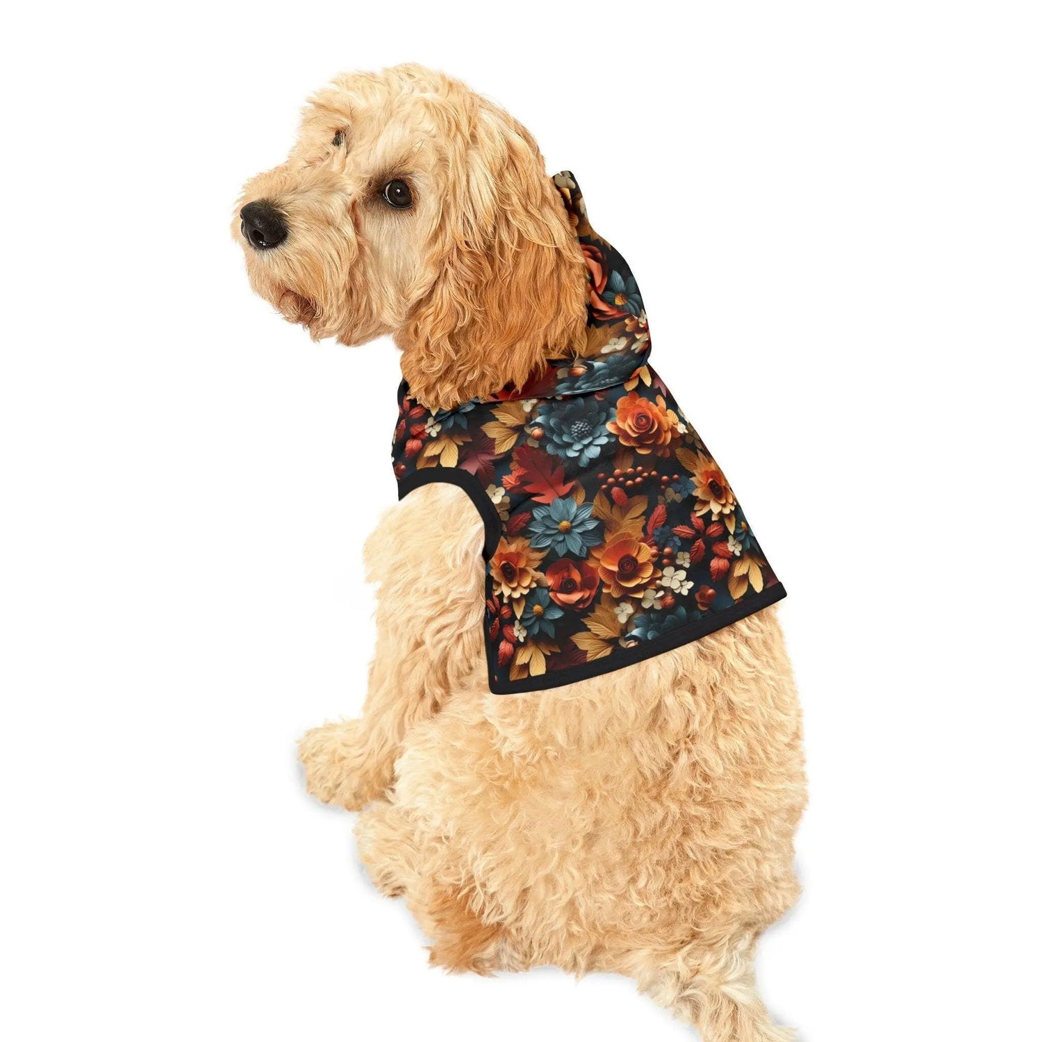 Fall Floral Pet Hoodie - Stylish Custom Design for Casual Walks, Travel, and Pet Lovers - Perfect Holiday Gift, Dog or Cat Owner Apparel