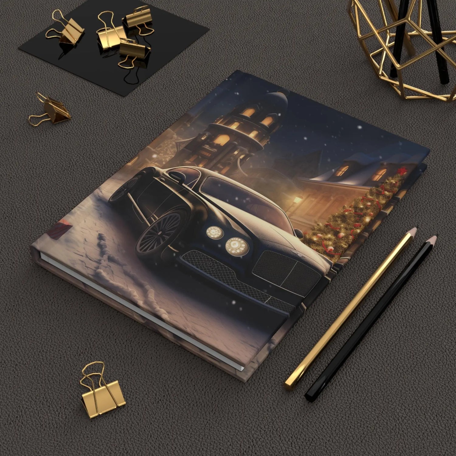 Christmas Holiday Scene Hardcover Journal Matte, Bentley, Holiday Journal, Daily Notebook, Songwriting Book, Note Taking Journal, Designer The Aurora Touch