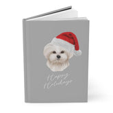 Holiday Hardcover Journal Matte - Santa Maltese Puppy, Classy Designer Gift for Student, Xmas Daily Journal The Aurora Touch