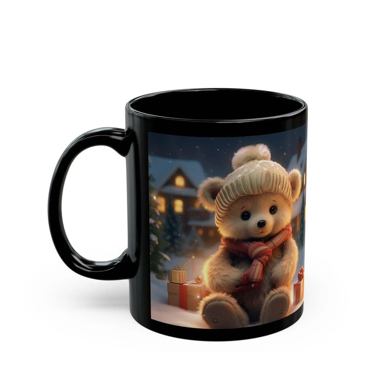 Adorable Holiday Bear 11oz Black Coffee Mug - Best Gift for Christmas, Housewarming, or Gift Exchange The Aurora Touch