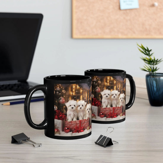 11oz Holiday Puppy Mug, Puppy Love, Maltese Lover, Holiday Gift, Xmas Mug, gift for daughter, Decorative Mug, Gift for her The Aurora Touch