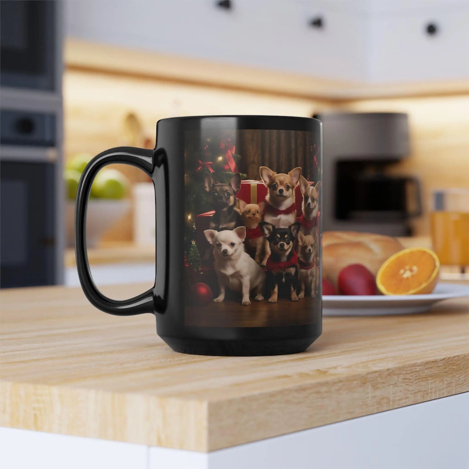Holiday Mug, 15oz, Chihuahua, large coffee mug, Xmas gift, Nurse Gift, Houseware,  Holiday Decor, Gift for Sister, Puppy Art The Aurora Touch