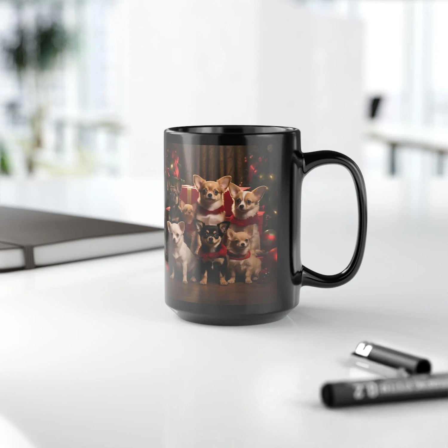 Holiday Mug, 15oz, Chihuahua, large coffee mug, Xmas gift, Nurse Gift, Houseware,  Holiday Decor, Gift for Sister, Puppy Art The Aurora Touch