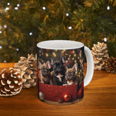 Frenchie Xmas Ceramic Mug 11oz | Puppy Lover Christmas Mug | Holiday Mug | Xmas Gift for Mom | Custom Mug | Holiday Decor | Morning Mug The Aurora Touch