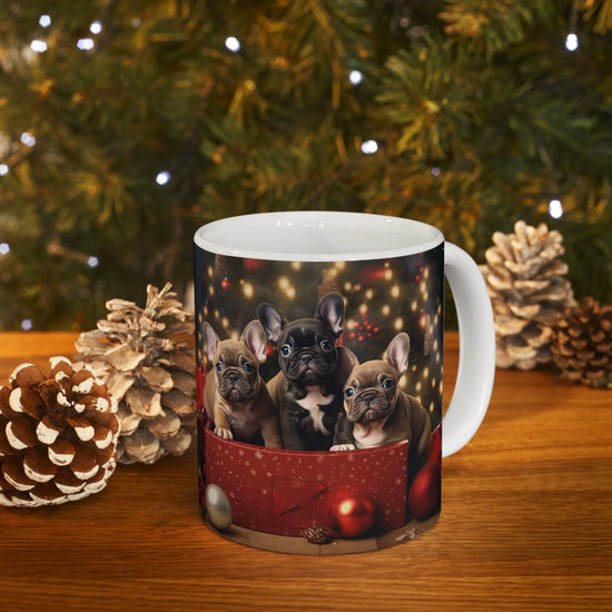 Frenchie Xmas Ceramic Mug 11oz | Puppy Lover Christmas Mug | Holiday Mug | Xmas Gift for Mom | Custom Mug | Holiday Decor | Morning Mug The Aurora Touch