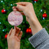 Holiday Ceramic Ornament, Snowflake & Round Shape, Pink Christmas Scene, Tree Decor, Xmas Gift, Home Decor The Aurora Touch