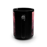 Holiday Scene Black Mug, 15oz, Pink Xmas Mystic Holiday Stylish Designer Home Office Coffee Tea Hot Beverage Cup The Aurora Touch