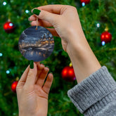 Ceramic Ornament, Winter Scenery, Round Blue Ornament, Christmas/Holiday Tree Decor/Gift, 4 Shapes, Festive/Holiday Home Decor, Seasonal The Aurora Touch