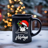 Pet Lover Black Mug, 15oz, Frenchie Dog Holiday Christmas Design Festive Casual Hot Beverage Cup The Aurora Touch