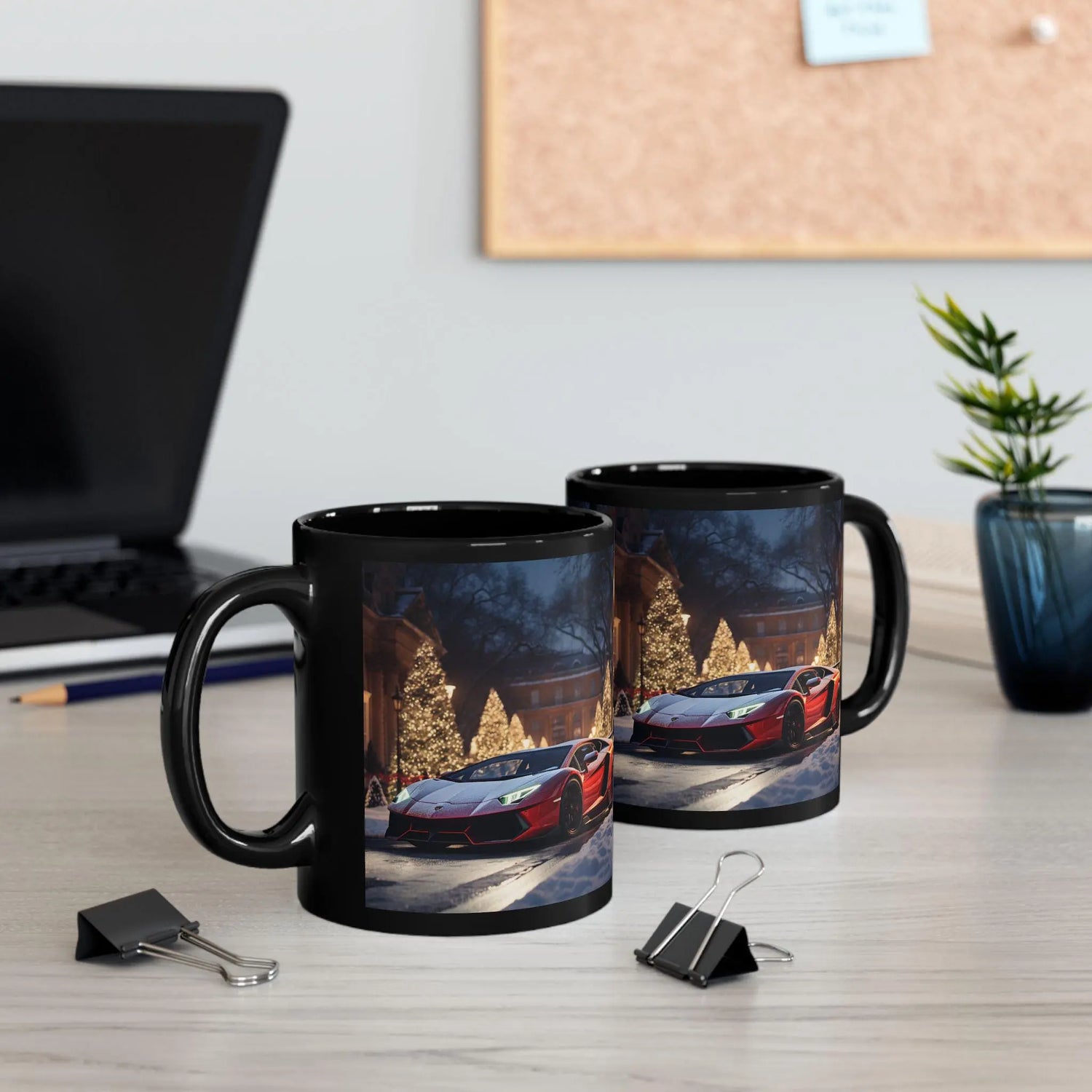 Luxury Mug, Lamborghini Holiday Mug, Black Mug, Christmas Gift, Stylish Coffee Mug, Exotic Car Design, Novelty Mug The Aurora Touch