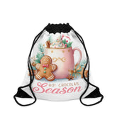 Hot Chocolate Season Drawstring Bag | Cozy Winter Accessory, Cute Holiday Gift, Seasonal Tote, Christmas Gift Idea, Gingerbread Design The Aurora Touch