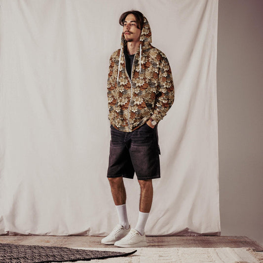 Men's All Over Print Zip Hoodie | Fall Theme Design | Relaxed Jacket for Cool Weather | Stylish and Comfortable