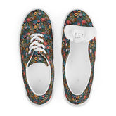 Colorful Floral Pattern Canvas Lace-Up Shoes for Women | Stylish All-Over Print Sneakers | Trendy Floral Footwear