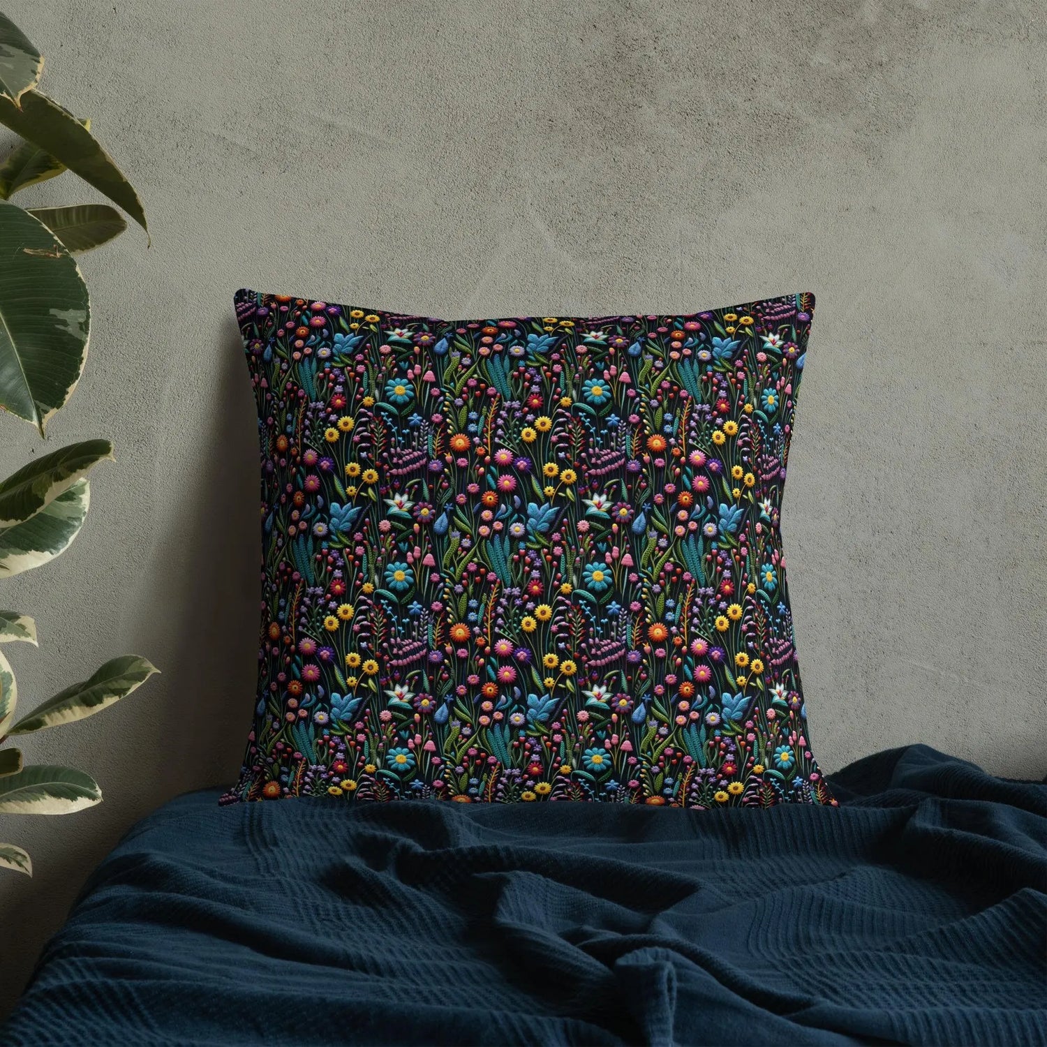 Premium Floral All-Over Print Throw Pillow - Soft Couch & Bed Cushion for Cozy Decor
