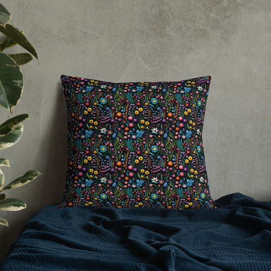 Premium Floral All-Over Print Throw Pillow - Soft Couch & Bed Cushion for Cozy Decor