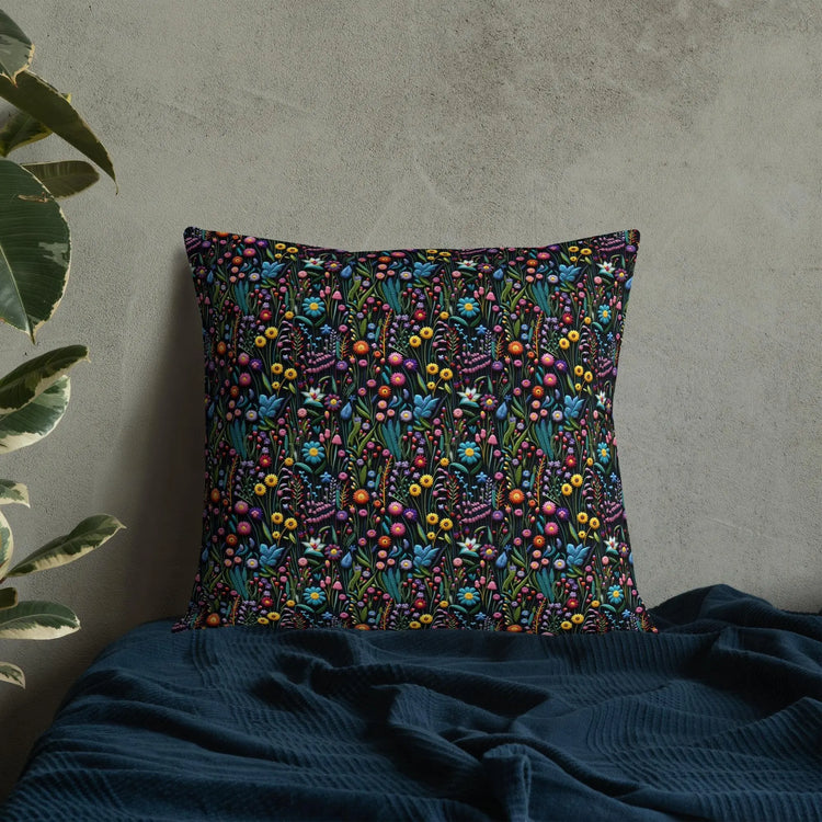 Premium Floral All-Over Print Throw Pillow - Soft Couch & Bed Cushion for Cozy Decor