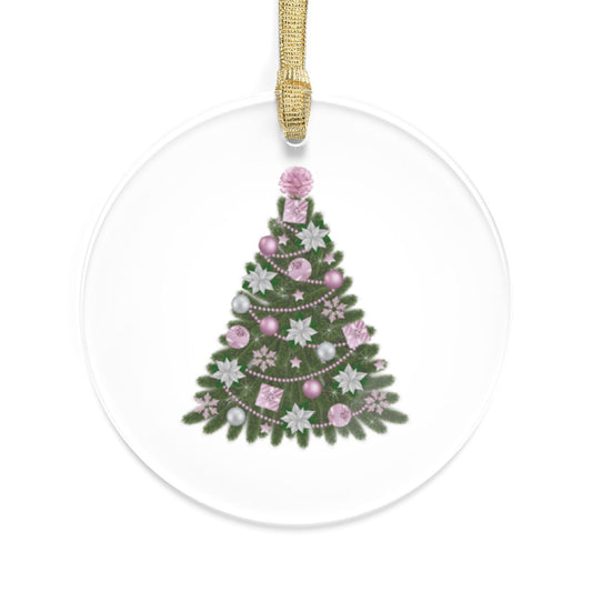Acrylic Ornaments, Pink Xmas Tree Decor, Minimalist Holiday Ornament, Classy Acrylic Bauble, Simple Tree Design, Christmas Decoration