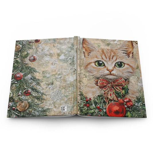 Christmas Cat Journal, Holiday Notebook, Festive Writing Gifts, Cat Lover's Diary, Seasonal Planner, Unique Holiday Decor