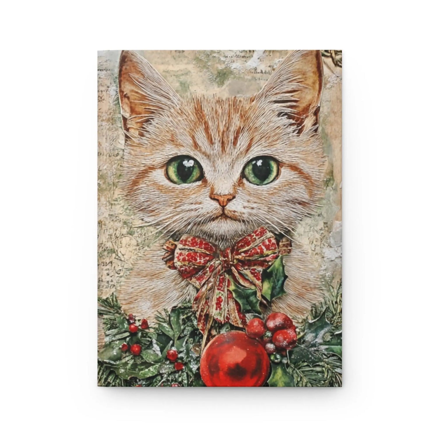 Christmas Cat Journal, Holiday Notebook, Festive Writing Gifts, Cat Lover&