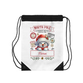 Personalized North Pole Drawstring Bag, Cute Christmas Gift, Holiday Storage, Kids&
