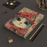 Whimsical Cat Hardcover Journal | Cute Cat Diary, Christmas Gift, Pet Lover Notebook, Winter Journal, Vintage Style Stationery The Aurora Touch