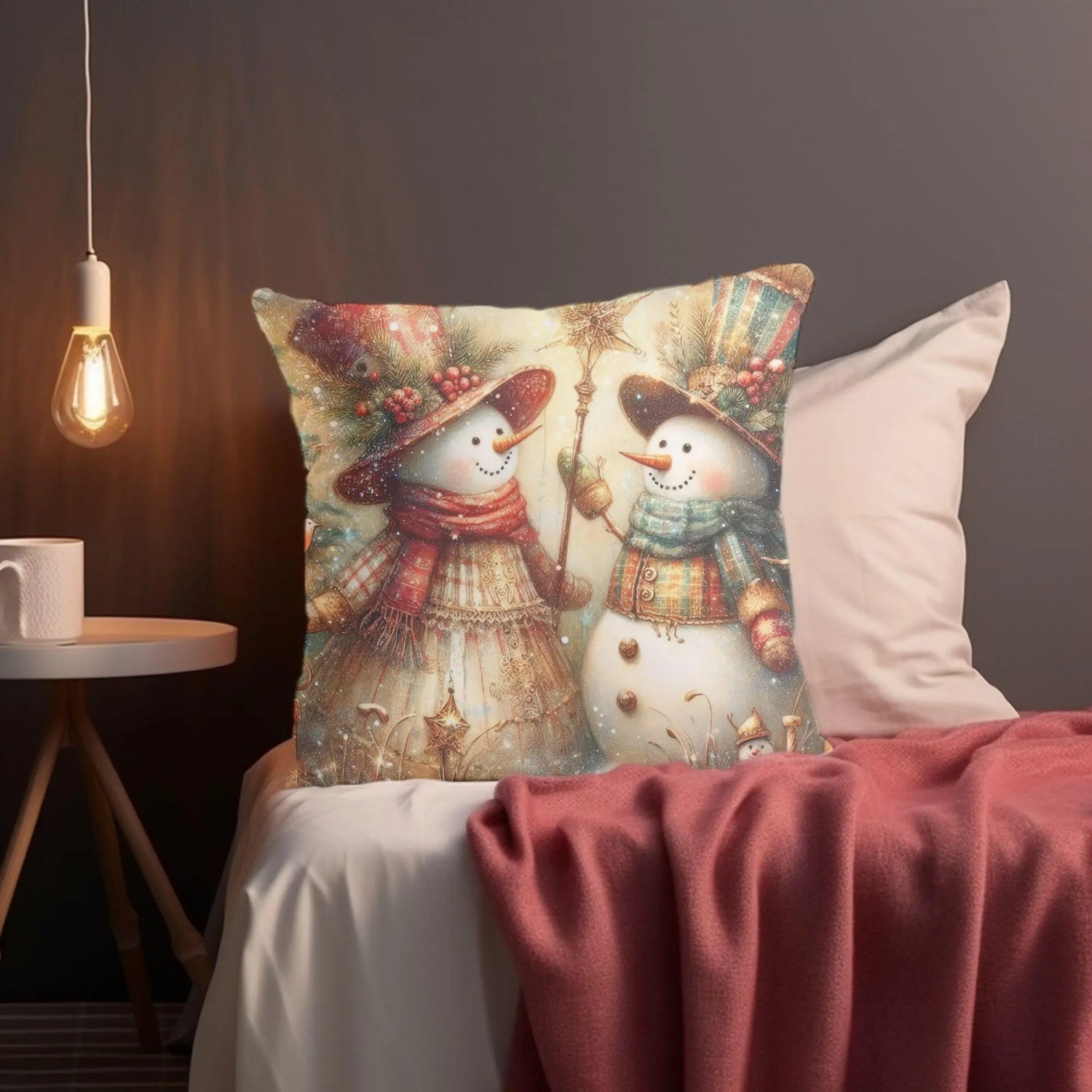 Festive Snowman Pillow, Christmas decor, Holiday gift, Winter home accessory, Cozy throw pillow, Seasonal decoration The Aurora Touch