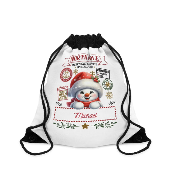 Personalized North Pole Drawstring Bag, Cute Christmas Gift, Holiday Storage, Kids&