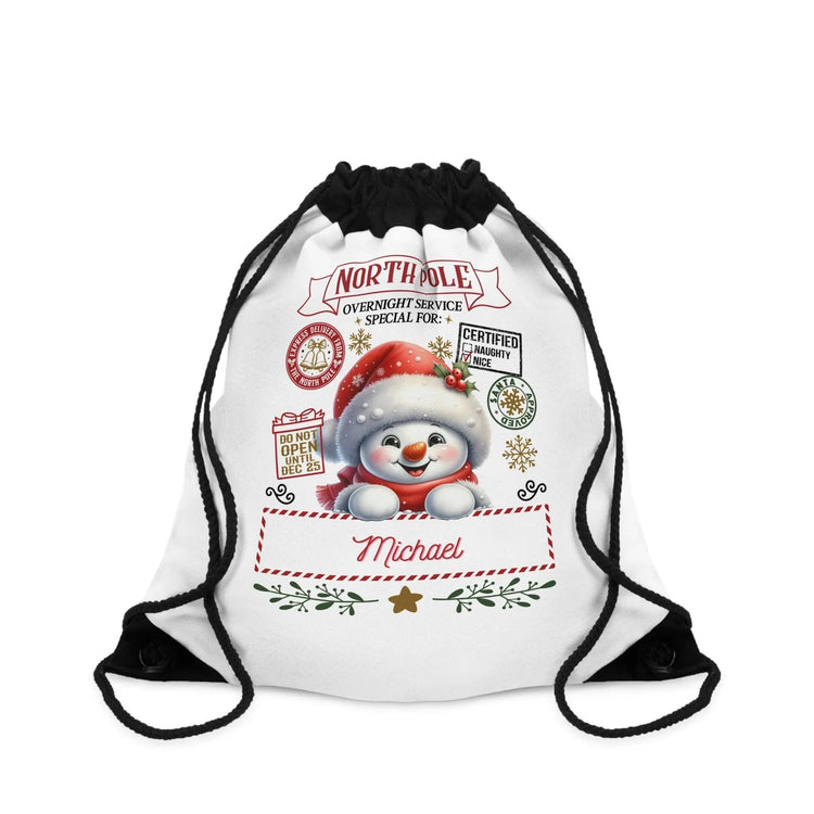 Personalized North Pole Drawstring Bag, Cute Christmas Gift, Holiday Storage, Kids&