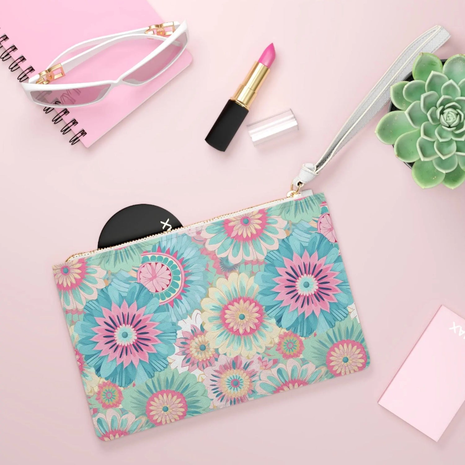 Floral Clutch Bag, Spring Accessory, Summer Tote, Unique Gift, Travel Organizer, Stylish Wristlet, Festival Essentials The Aurora Touch
