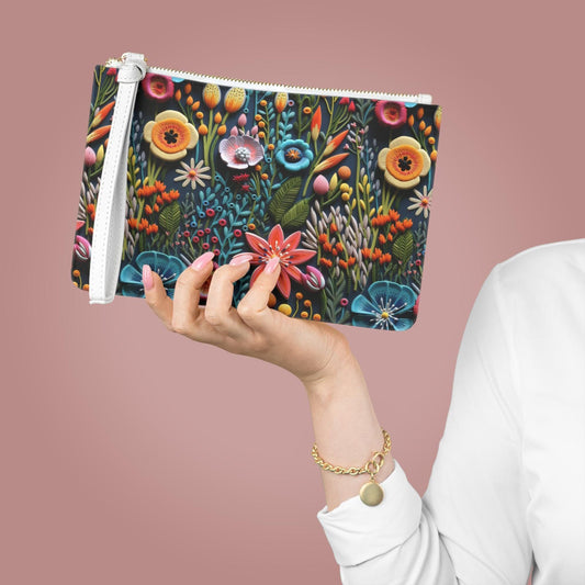 Floral Clutch Bag, Colorful Makeup Pouch, Gift for Her, Woman's Evening Bag, Floral Print Handbag