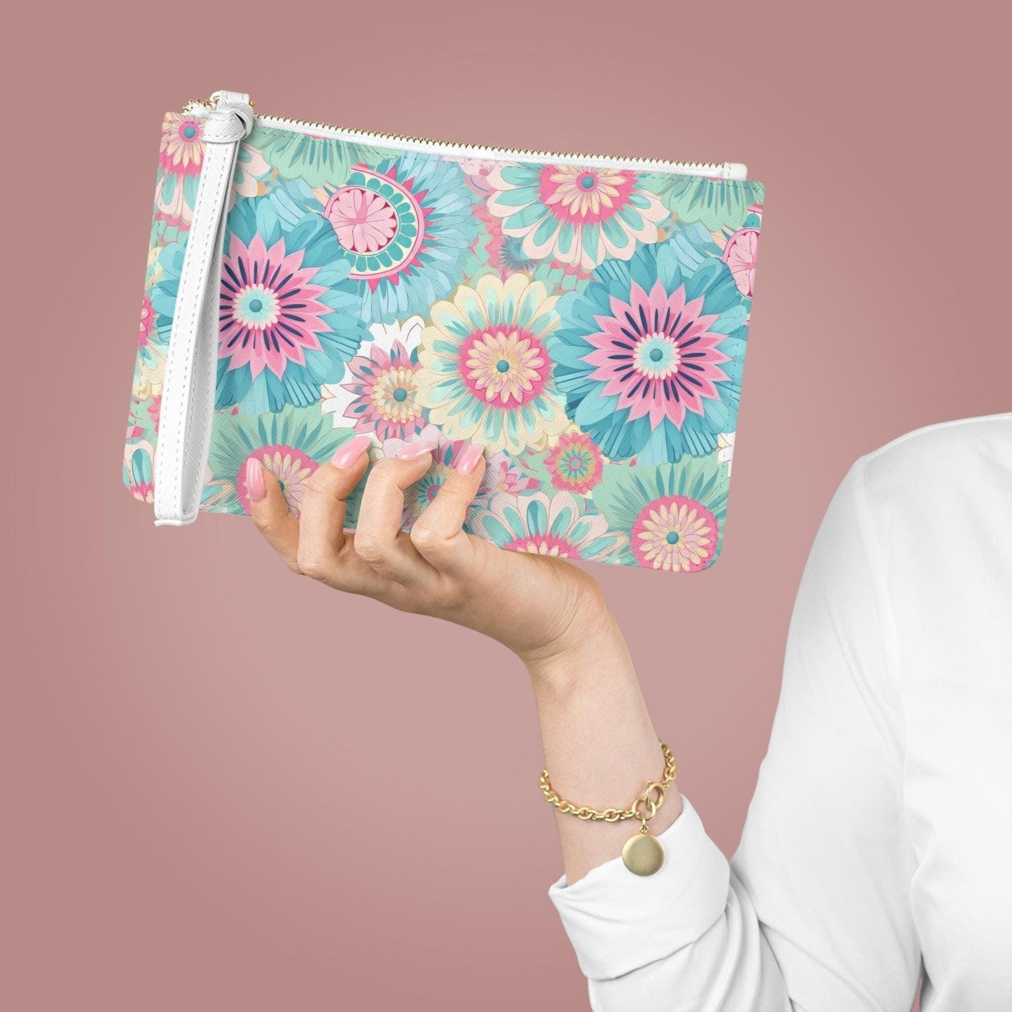 Floral Clutch Bag, Spring Accessory, Summer Tote, Unique Gift, Travel Organizer, Stylish Wristlet, Festival Essentials