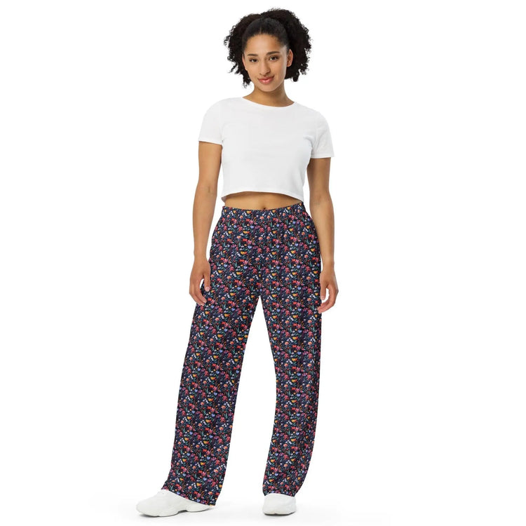 Vibrant Women’s All-Over Print Wide-Leg Pants - Colorful, Comfortable, and Chic The Aurora Touch