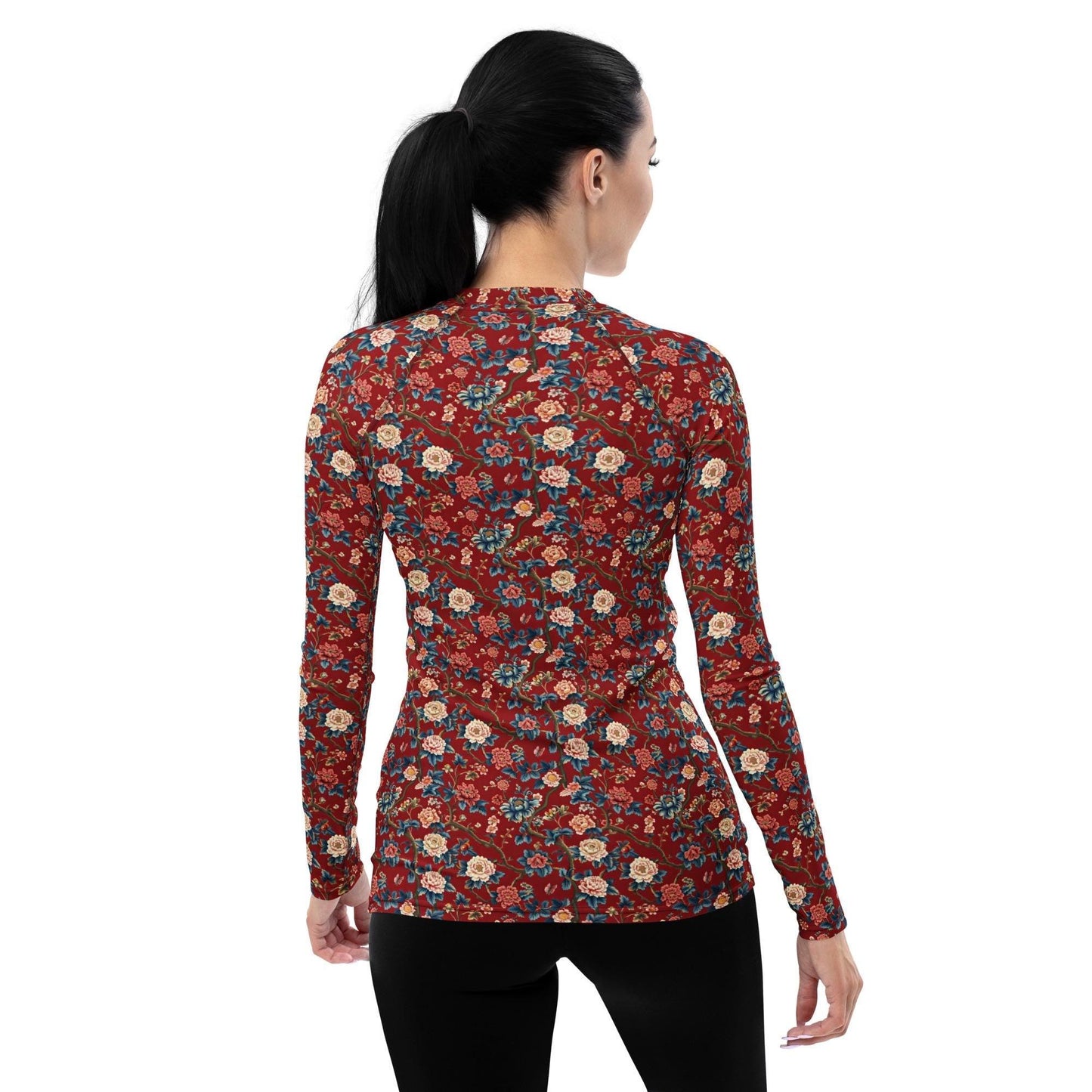 Women's All-over Chinoiserie Print Rash Guard | UPF 50 Sun Protection | Vintage Floral