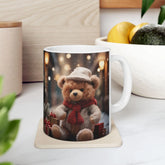 Holiday Bear Ceramic Mug, Designers Mug, Bear Portrait, Xmas Mug, Female Gift, 11oz Novelty Mug The Aurora Touch