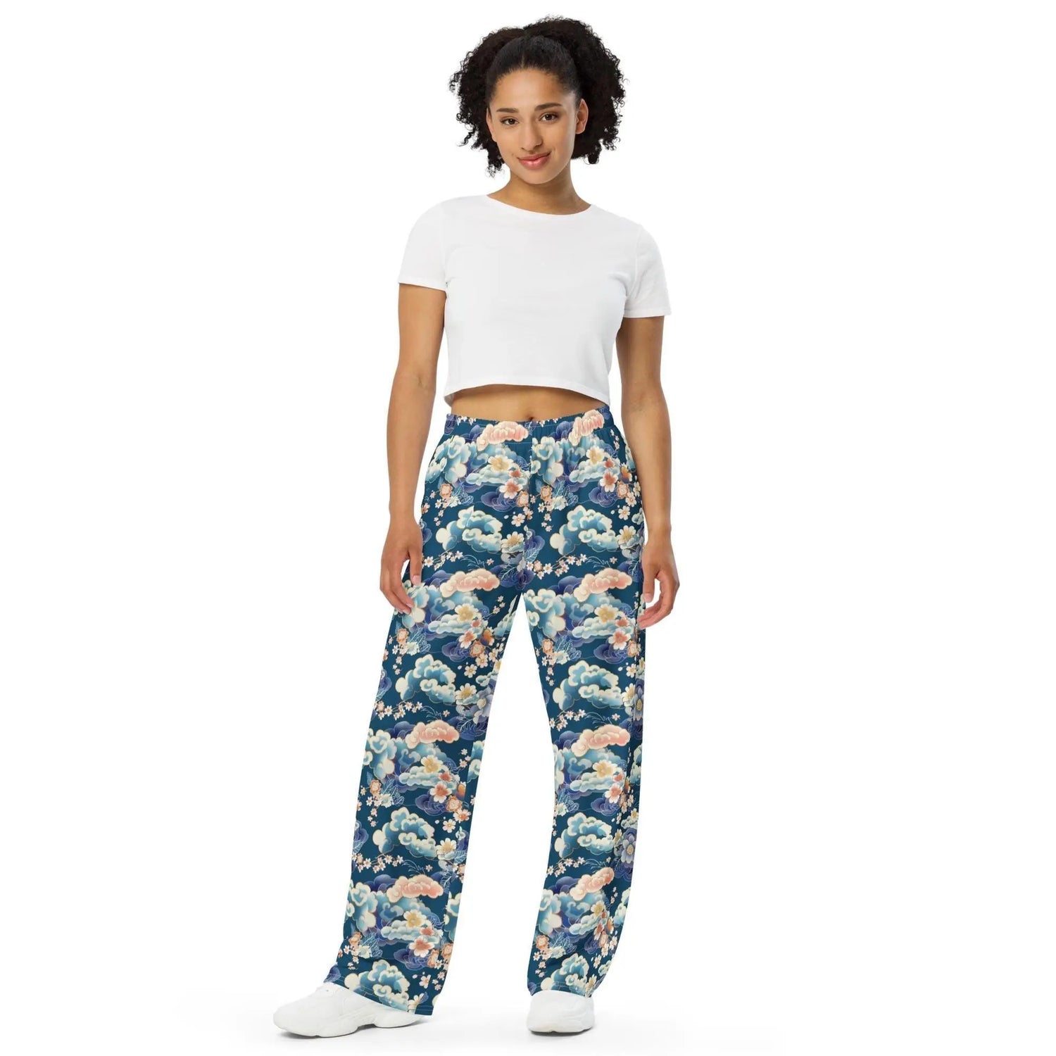 Chinoiserie Delight: Unisex Wide-Leg Relaxed Style Pants – All-Over Print The Aurora Touch