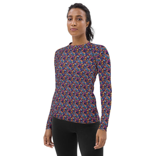 Women's Vibrant All-Over Print Rash Guard – Colorful Pattern Wear for Active Women