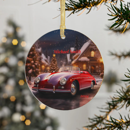 Personalized Acrylic Ornament - Vintage Car Holiday Decor, Custom Name Christmas Gift, Family Keepsake, Festive Home Decoration, 2024 Memory The Aurora Touch