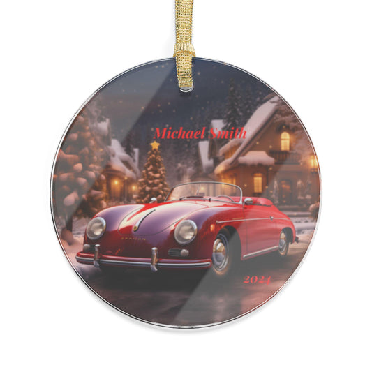 Personalized Acrylic Ornament - Vintage Car Holiday Decor, Custom Name Christmas Gift, Family Keepsake, Festive Home Decoration, 2024 Memory