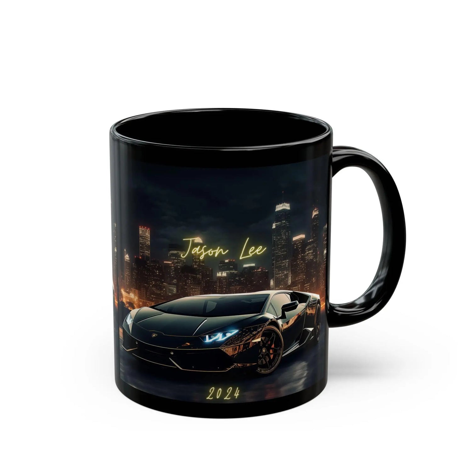 Black Mug - 11oz Personalized Lamborghini Black Mug for Men, Designer Mug, Male Birthday Gift, Holiday Sale Item, Stocking Stuffer The Aurora Touch