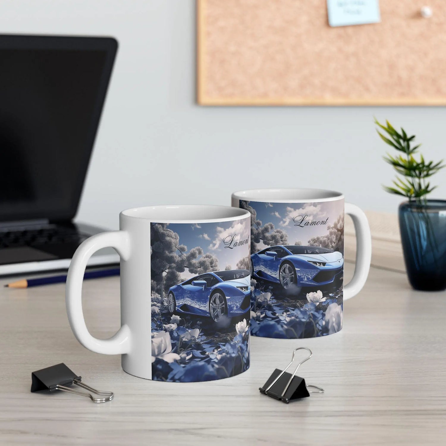 Blue Lamborghini Personalized Ceramic Mug 11oz, Exotic Car Luxury Design for Special someone Mug, Luxury Kitchen Decor, Fancy Coffee Mug The Aurora Touch