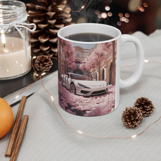 Artistic Exotic Car Ceramic Mug, Personalized White Sexy Lamborghini 11oz Mug, Car Lover Gift, Fancy Cup, Great Gift Idea, Custom Auto