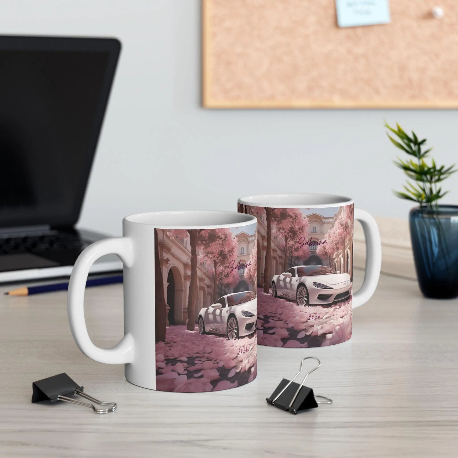 Artistic Exotic Car Ceramic Mug, Personalized White Sexy Lamborghini 11oz Mug, Car Lover Gift, Fancy Cup, Great Gift Idea, Custom Auto The Aurora Touch