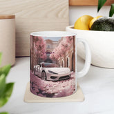 Artistic Exotic Car Ceramic Mug, Personalized White Sexy Lamborghini 11oz Mug, Car Lover Gift, Fancy Cup, Great Gift Idea, Custom Auto The Aurora Touch