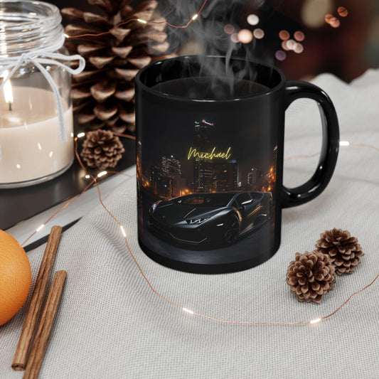 Black Mug, Personalized Sports Car Mug, Matte Lamborghini, Sassy Coffee Cup, Hot Beverage Cup, Gift Item