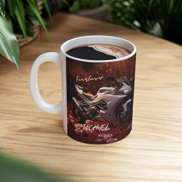 Ceramic Mug 11oz, Personalized Ducati motorcycle stylish BPA lead free coffee  tea beverage drinking ceramic cup for Bike lover and ryder. The Aurora Touch