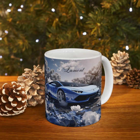 Blue Lamborghini Personalized Ceramic Mug 11oz, Exotic Car Luxury Design for Special someone Mug, Luxury Kitchen Decor, Fancy Coffee Mug The Aurora Touch
