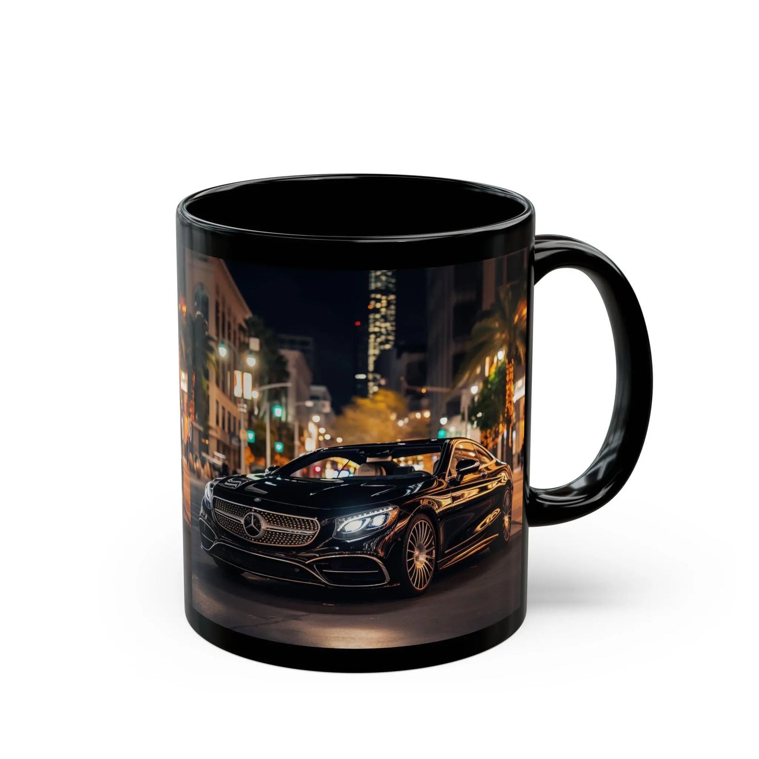 11oz Black Mug, Black Mercedes coffee mug, Modern Day Living, designers mug, Jet Setter Mug, Husband gift, Ceo Mug The Aurora Touch