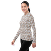 Winter Wonderland Snowflake Design Women’s Rash Guard – Long Sleeve UV Protection, Stylish Winter Swimwear,  Xmas Holiday Beachwear