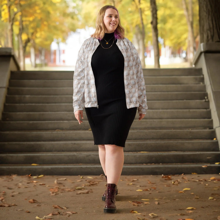 Luxury White Christmas Snowflake Designer Bomber Jacket - Festive Winter Fashion Statement for Women The Aurora Touch