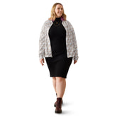 Luxury White Christmas Snowflake Designer Bomber Jacket - Festive Winter Fashion Statement for Women